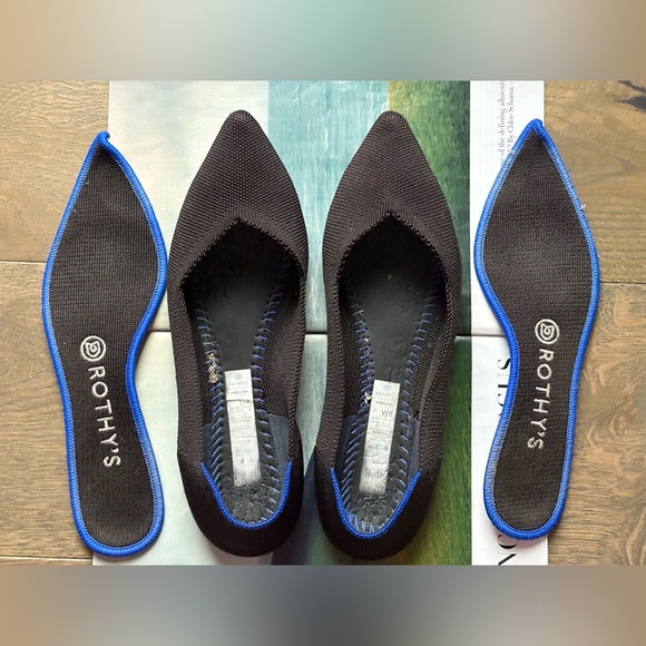 Rothy’s “THE POINT” Knitted Pointed Toe Slip On Flats Sustainable Black Size 8 - Picture 13 of 15